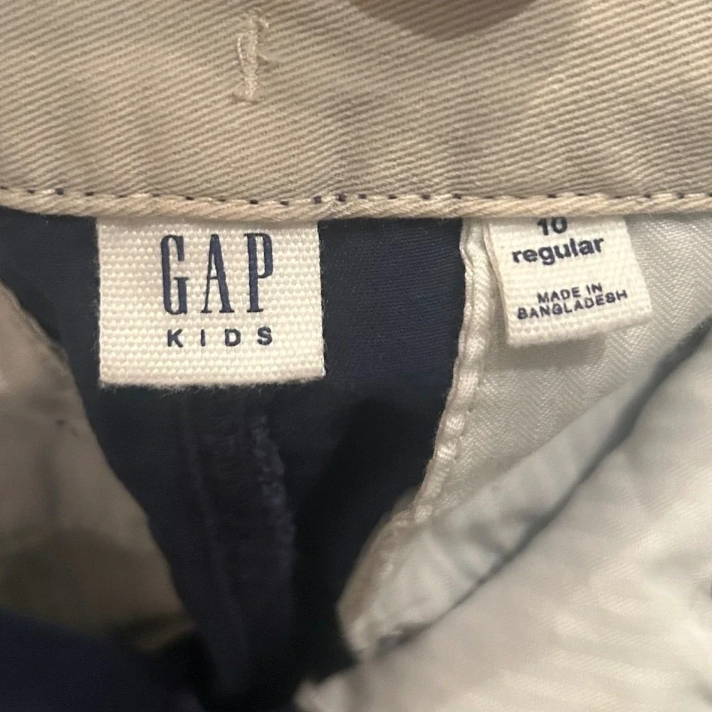 Gap Kids Chino Shorts Boys 10 Regular Navy Blue Adjustable Waist Cotton Preppy